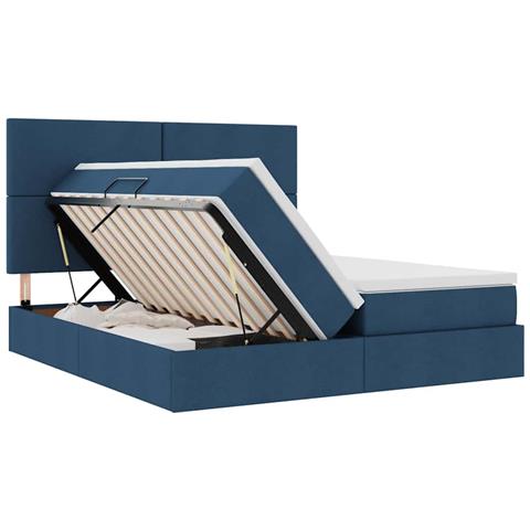 Letto con luci a strisce a LED Blu 200 x 200 cm Tessuto - Foto 9