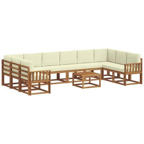 Set di divani da esterno con cuscino 11 pcs Naturale e Crema - Foto 1