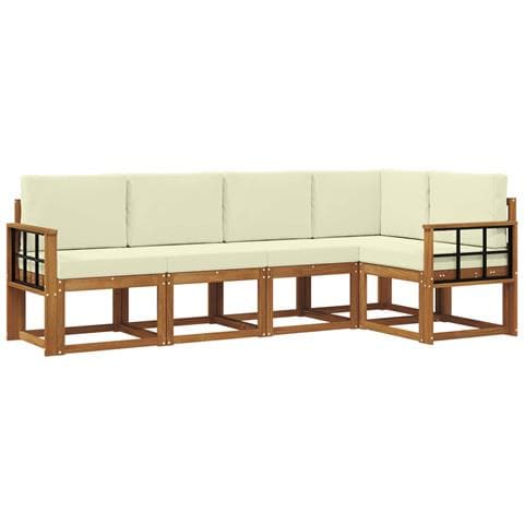 Set di divani con cuscino 5 pcs Naturale e Crema - Foto 1