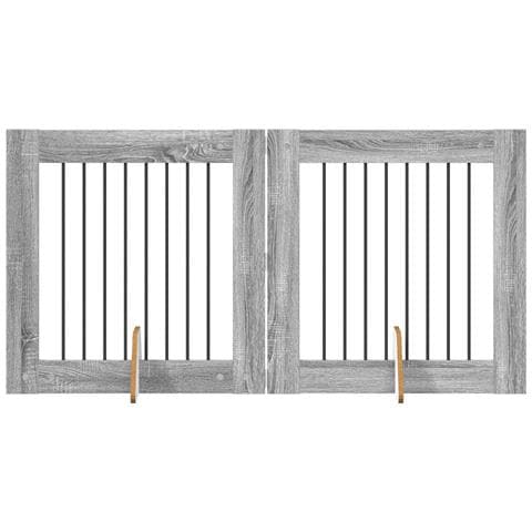 Cancello per cani con supporti 2 pcs Grigio Sonoma 80 x 80 cm - Foto 1