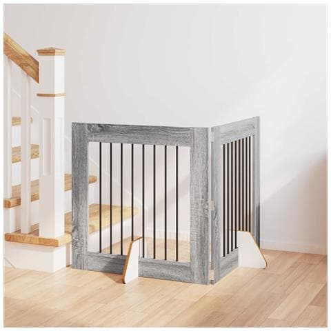 Cancello per cani con supporti 2 pcs Grigio Sonoma 80 x 80 cm - Foto 2