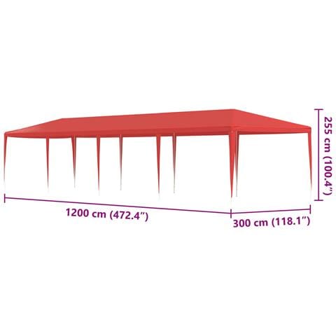 Tenda Party Rosso 1200 x 300 x 255 cm PE e Acciaio - Foto 7