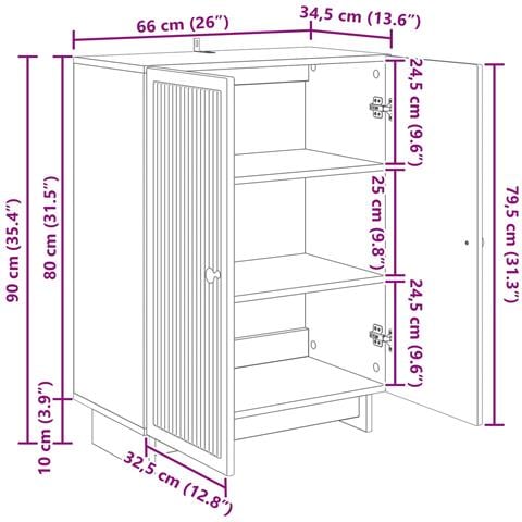 Credenza Bianco Lucido 66 x 34,5 x 90 cm Legno ingegnerizzato - Foto 9