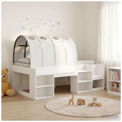 Letto con Tunnel con lo scaffale 3 pcs Bianco Legno multistrato - Foto 2