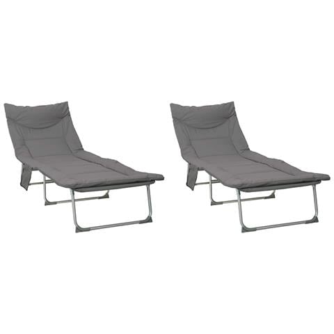 Lettino prendisole pieghevole con cuscino 2 pcs Antracite - Foto 1