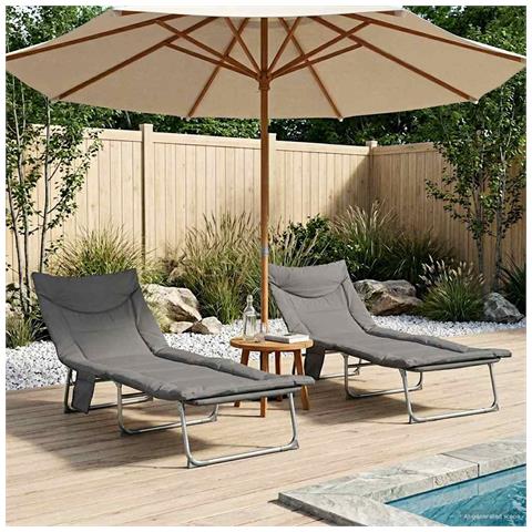 Lettino prendisole pieghevole con cuscino 2 pcs Antracite - Foto 2