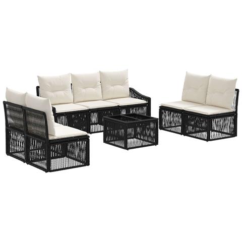 Set Divano da Giardino 8 pcs Nero polyrattan - Foto 1