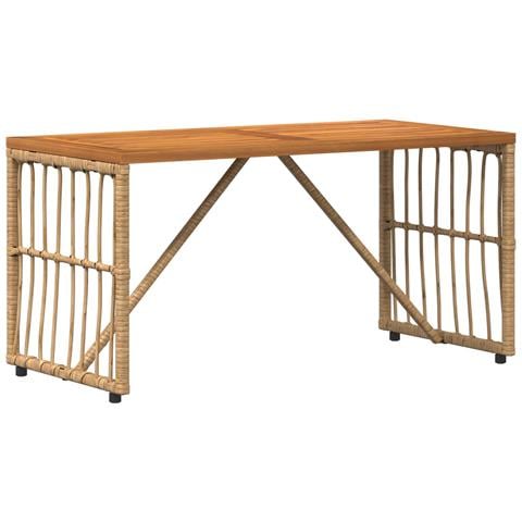 Tavolo da Esterno Naturale 80 x 40 x 40 cm Acciaio e Polyrattan - Foto 1
