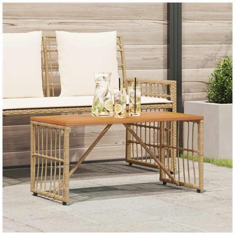 Tavolo da Esterno Naturale 80 x 40 x 40 cm Acciaio e Polyrattan - Foto 2