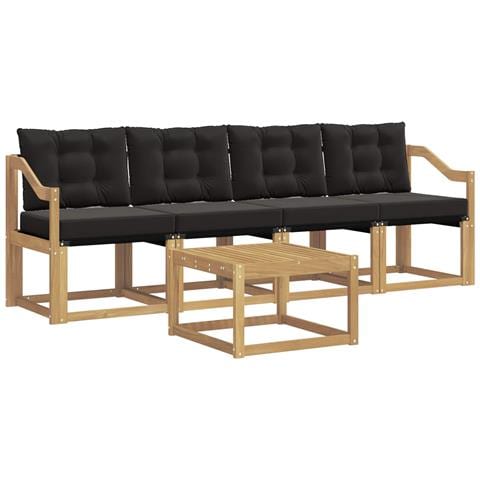 Set di divani da esterno con cuscino 5 pcs Bianco e Nero - Foto 1