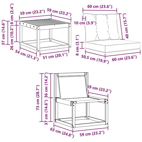 Set di divani da esterno con cuscino 5 pcs Bianco e Nero - Foto 8
