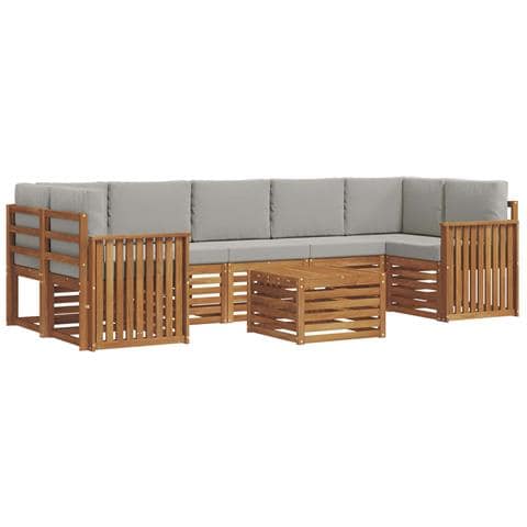 Set di divani da esterno 8 pcs Grigio Naturale e Chiaro - Foto 1
