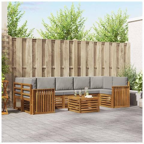 Set di divani da esterno 8 pcs Grigio Naturale e Chiaro - Foto 2