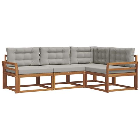 Set di divani da esterno 4 pcs Grigio Naturale e Chiaro - Foto 1
