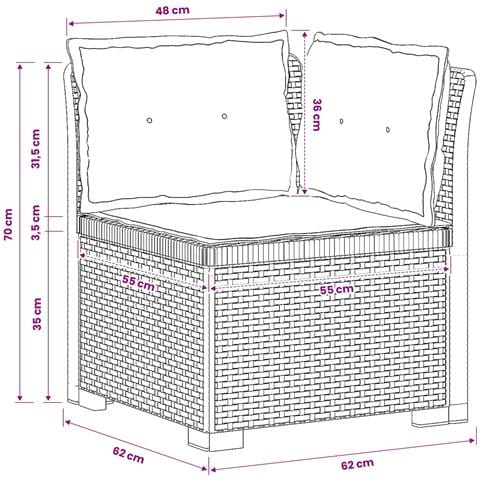 Divano da Giardino a 1 Posto con Cuscini Aspetto Rattan PP - Foto 9