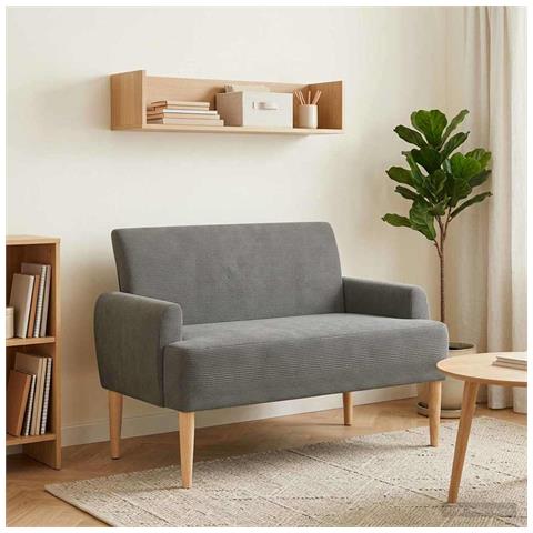 Loveseat con bottoni imbottiti Grigio Scuro 116 x 67 x 81 cm - Foto 2