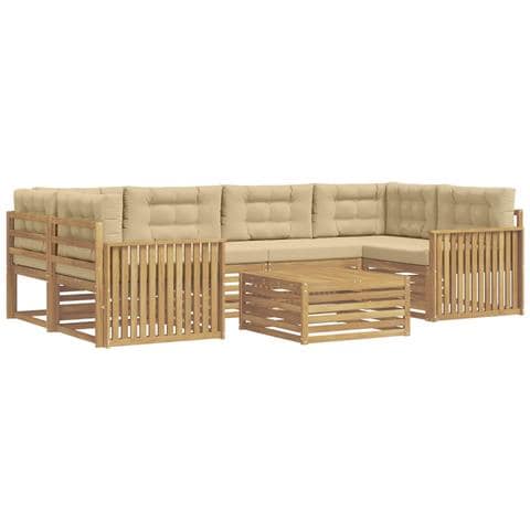 Set di divani da esterno 7 pcs Bianco e Beige - Foto 1
