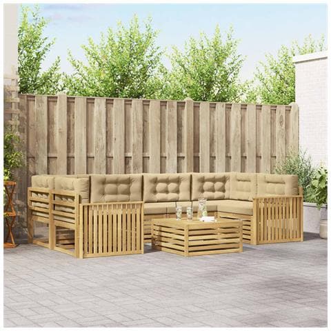 Set di divani da esterno 7 pcs Bianco e Beige - Foto 2
