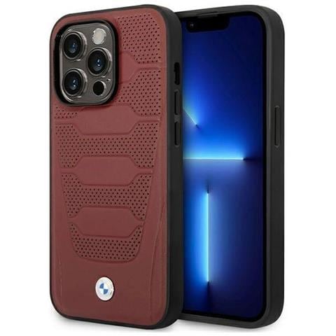 Custodia Bmw Bmhmp14l22rpsr Per Iphone 14 Pro 6.1 Bordeaux /porpora Con Motivo In Pelle Magsafe - Foto 1