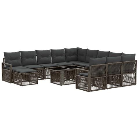 Set Divano da Giardino 13 pz Grigio e Grigio Scuro polyrattan - Foto 1