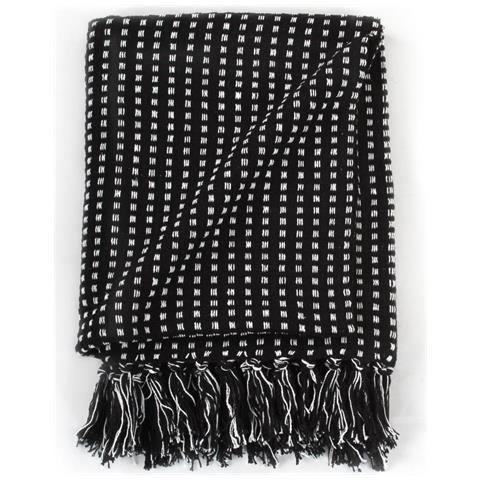 Copriletto in Cotone a Quadri 125x150 cm Nero - Foto 2