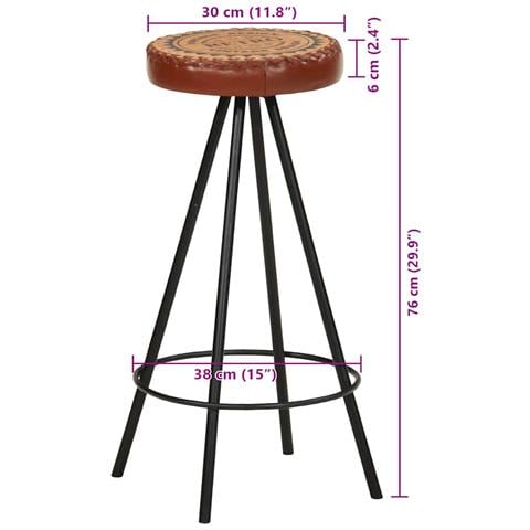 Sgabelli Da Bar 4 Pz In Vera Pelle E Tela - Foto 2