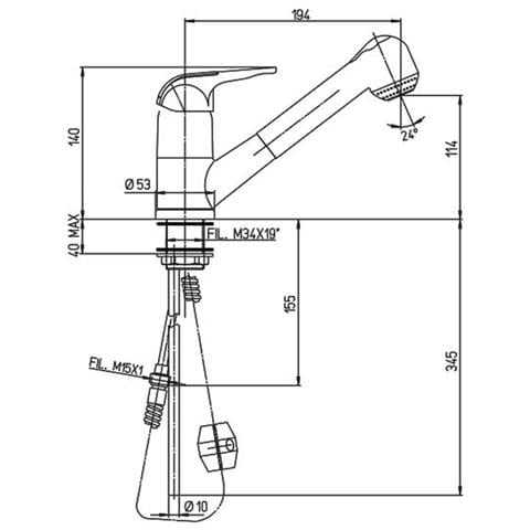 Rubinetto Miscelatore Paini Monoforo Grigio Terra Lavello Con Doccia Estraibile - Foto 1