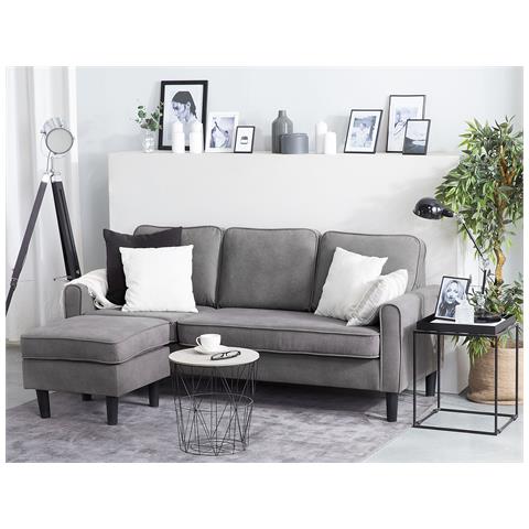 Divano In Tessuto Con Ottomana Grigio Chiaro Avesta - Foto 17