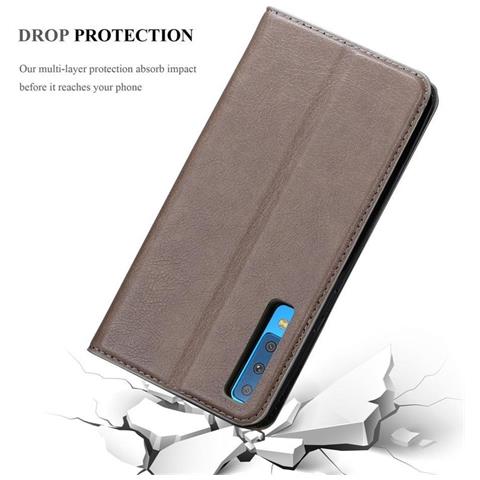 Custodia Compatibile Con Samsung Galaxy A7 2018 In Bruno Caffè - Coperchio Protettiva Con Chiusura Magnetica, Funzione Stand E Tasca Per Le Carte - Foto 2