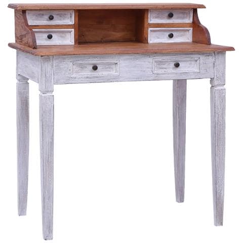 Scrivania con Cassetti 90x50x101 cm in Legno Massello di Mogano - Foto 1