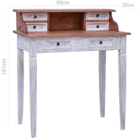 Scrivania con Cassetti 90x50x101 cm in Legno Massello di Mogano - Foto 2