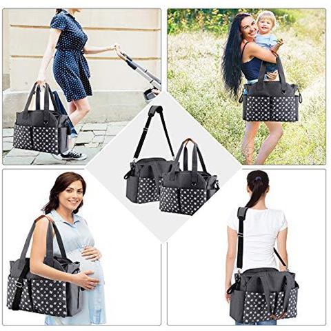 Pannolini Per Neonati Modifica Tote Bag Messaggero Della Cartella Di Viaggio Diaper Weekender Bag W Carrozzina Cinghie 12 Tasche Grande Spazio Di Archiviazione Per Tutti Per Beb (classic Grey) - Foto 2
