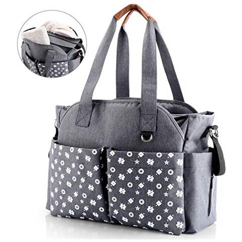Pannolini Per Neonati Modifica Tote Bag Messaggero Della Cartella Di Viaggio Diaper Weekender Bag W Carrozzina Cinghie 12 Tasche Grande Spazio Di Archiviazione Per Tutti Per Beb (classic Grey) - Foto 1