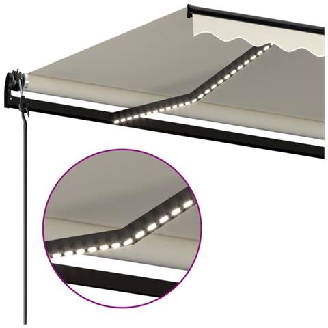Tenda Automatica con Sensore Vento e LED 450x300 cm Crema - Foto 2