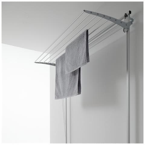 Stendibiancheria da Parete, stendino a muro verticale, saliscendi, stendino a scomparsa in Alluminio e Acciaio 88x52x137 cm, Foxydry Wall 80 - Foto 3