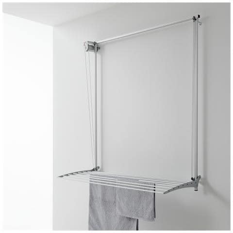 Stendibiancheria da Parete, stendino a muro verticale, saliscendi, stendino a scomparsa in Alluminio e Acciaio 88x52x137 cm, Foxydry Wall 80 - Foto 1