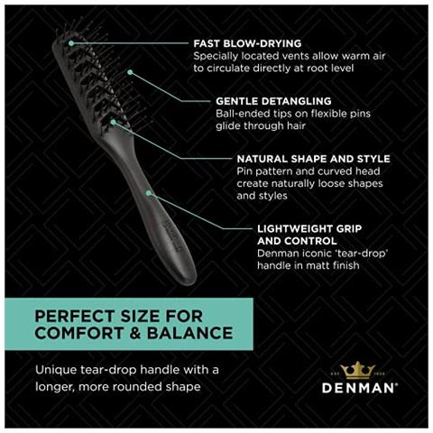 Jack Dean By D200 Spazzola Flessibile Per L'asciugatura Con Phon - Spazzola Per Lo Styling Per Capelli Lisci Ricci Spessi E Bagnati - Per Donne E Uomini, Nero - Foto 2