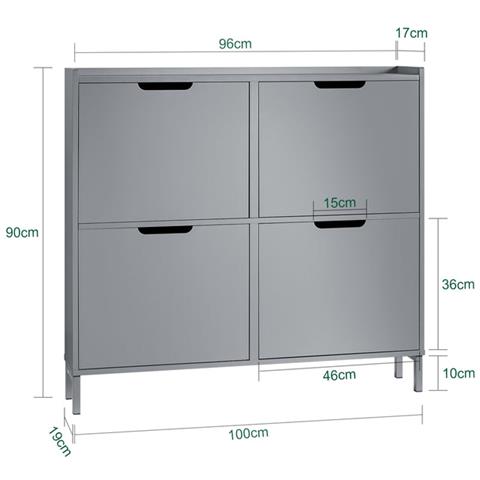 Scarpiera Con 4 Scomparti, Colore Grigio. Dimensioni: 100 X 19 X 91 Cm Fsr100-hg - Foto 2