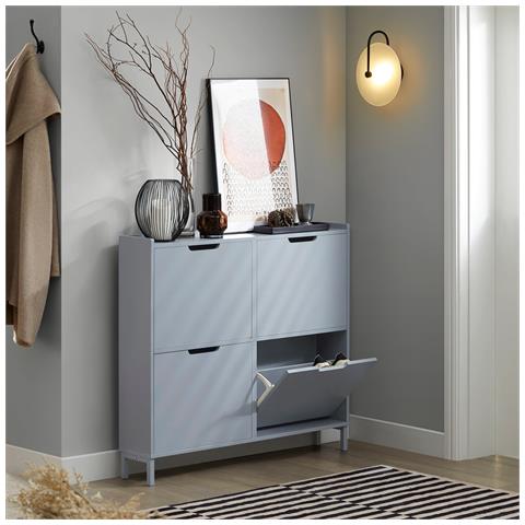 Scarpiera Con 4 Scomparti, Colore Grigio. Dimensioni: 100 X 19 X 91 Cm Fsr100-hg - Foto 5