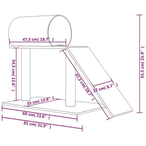 Pali Tiragraffi Gatti Tunnel E Scaletta Grigio Chiaro 55,5 Cm - Foto 6