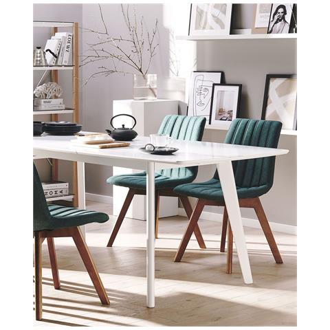 Set Di 2 Sedie Da Pranzo Tessuto Verde Scuro Calgary - Foto 1