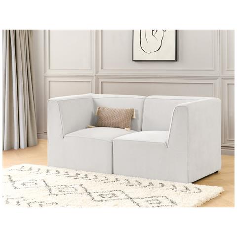 Divano Modulare 2 Posti Lemvig Velluto A Coste Bianco Sporco - Foto 1