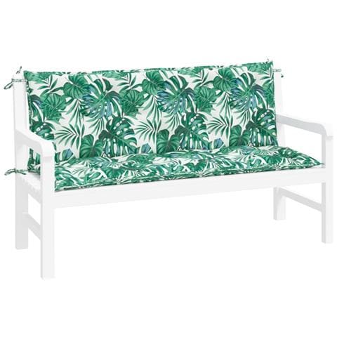 Cuscini Panca Giardino 2 Pz A Foglie 150x50x7 Cm Tessuto Oxford - Foto 3