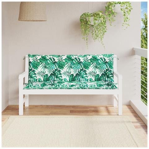 Cuscini Panca Giardino 2 Pz A Foglie 150x50x7 Cm Tessuto Oxford - Foto 1