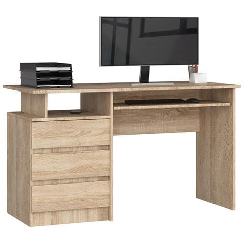 Scrivania CLP, 3 cassetti, 135x60x77 cm, Colore Sonoma Quercia - Foto 1