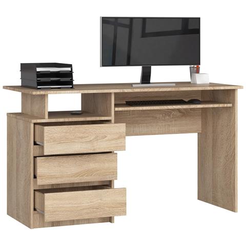 Scrivania CLP, 3 cassetti, 135x60x77 cm, Colore Sonoma Quercia - Foto 2