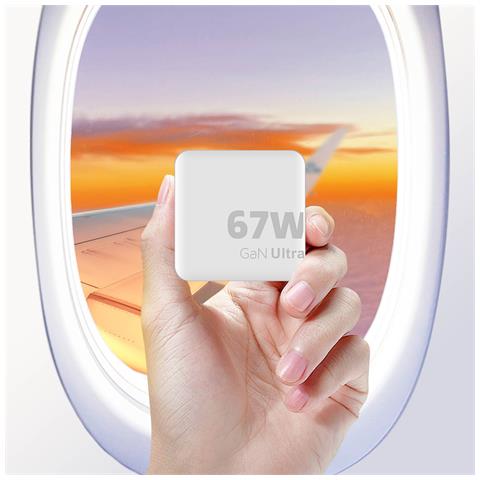 Caricatore Da Viaggio Gan Ultra 67w 2x Usb-c Power Delivery + Cavo 2m, Bianco - Foto 2