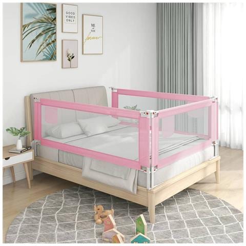 Sponda Letto di Sicurezza per Bambini Rosa 190x25 cm Tessuto - Foto 1