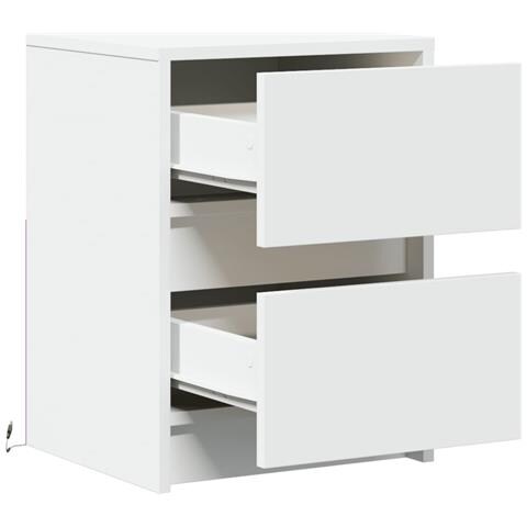 Comodini Con Luci Led 2pz Bianchi In Legno Multistrato - Foto 10