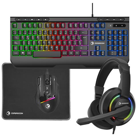 Kit Gaming Dragon | Tastiera + Mouse + Cuffie + Tappetino - Foto 1